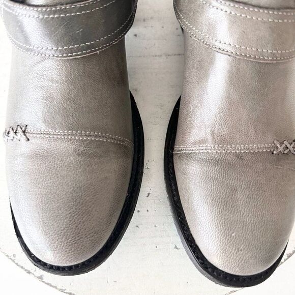 Lane Boots Women’s Gray Leather Canvas Mid-Calf Western Moto Style Zip Size 7.5 - Picture 6 of 12